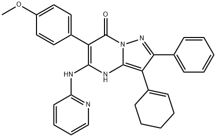 Pyrazolo[1,5-a]pyrimidin-7(4H)-one, 3-(1-cyclohexen-1-yl)-6-(4-methoxyphenyl)-2-phenyl-5-(2-pyridinylamino)- Structure