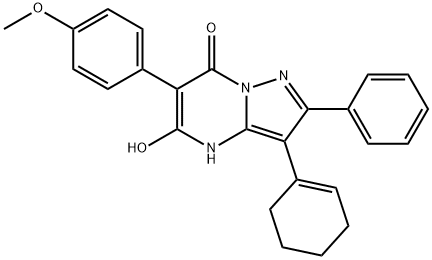 Pyrazolo[1,5-a]pyrimidin-7(4H)-one, 3-(1-cyclohexen-1-yl)-5-hydroxy-6-(4-methoxyphenyl)-2-phenyl-|3-(1-环己烯-1-基)-6-(4-甲氧基苯基)-2-苯基-5-羟基吡唑[1,5-A]嘧啶-7(4H)-酮