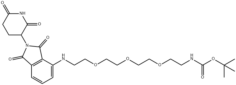 5,8,11-Trioxa-2-azatridecanoic acid, 13-[[2-(2,6-dioxo-3-piperidinyl)-2,3-dihydro-1,3-dioxo-1H-isoindol-4-yl]amino]-, 1,1-dimethylethyl ester Struktur