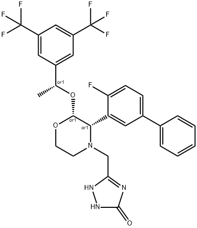 3H-1,2,4-Triazol-3-one, 5-[[(2R,3S)-2-[(1R)-1-[3,5-bis(trifluoromethyl)phenyl]ethoxy]-3-(4-fluoro[1,1'-biphenyl]-3-yl)-4-morpholinyl]methyl]-1,2-dihydro-, rel-|福沙吡坦杂质11