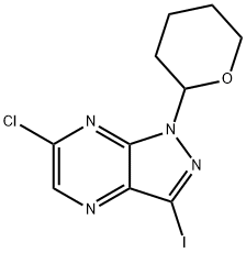 6-Chloro-3-Iodo-1-Tetrahydropyran-2-Yl-Pyrazolo[3,4-B]Pyrazine, 2215028-64-9, 结构式