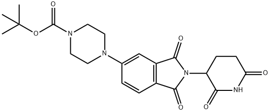 1-Piperazinecarboxylic acid, 4-[2-(2,6-dioxo-3-piperidinyl)-2,3-dihydro-1,3-dioxo-1H-isoindol-5-yl]-, 1,1-dimethylethyl ester,2222114-64-7,结构式