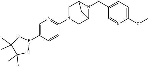 3,6-Diazabicyclo[3.1.1]heptane, 6-[(6-methoxy-3-pyridinyl)methyl]-3-[5-(4,4,5,5-tetramethyl-1,3,2-dioxaborolan-2-yl)-2-pyridinyl]- 结构式