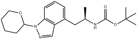 Carbamic acid, N-[(1R)-1-methyl-2-[1-(tetrahydro-2H-pyran-2-yl)-1H-indazol-4-yl]ethyl]-, 1,1-dimethylethyl ester 结构式