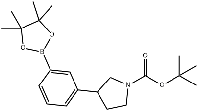 1-Pyrrolidinecarboxylic acid, 3-[3-(4,4,5,5-tetramethyl-1,3,2-dioxaborolan-2-yl)phenyl]-, 1,1-dimethylethyl ester Struktur