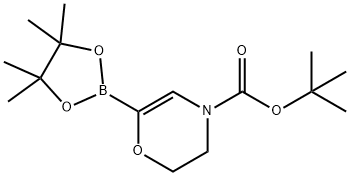 4H-1,4-Oxazine-4-carboxylic acid, 2,3-dihydro-6-(4,4,5,5-tetramethyl-1,3,2-dioxaborolan-2-yl)-, 1,1-dimethylethyl ester 化学構造式