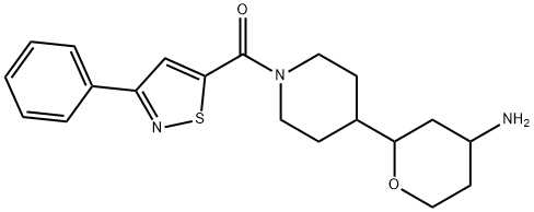 2-[1-(3-phenyl-1,2-thiazole-5-carbonyl)piperidin-4-
yl]oxan-4-amine Structure