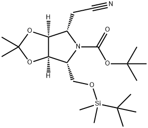 5H-1,3-Dioxolo4,5-cpyrrole-5-carboxylic acid, 4-(cyanomethyl)-6-(1,1-dimethylethyl)dimethylsilyloxymethyltetrahydro-2,2-dimethyl-, 1,1-dimethylethyl ester, (3aS,4S,6R,6aR)- Structure