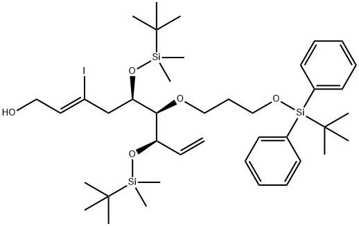 2,8-Nonadien-1-ol, 5,7-bis[[(1,1-dimethylethyl)dimethylsilyl]oxy]-6-[3-[[(1,1-dimethylethyl)diphenylsilyl]oxy]propoxy]-3-iodo-, (2Z,5R,6R,7R)- Structure