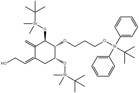 Ethanol, 2-[(3R,4R,5R)-3,5-bis[[(1,1-dimethylethyl)dimethylsilyl]oxy]-4-[3-[[(1,1-dimethylethyl)diphenylsilyl]oxy]propoxy]-2-methylenecyclohexylidene]-, (2Z)- 化学構造式