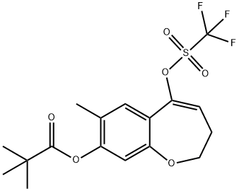 7-Methyl-5-(((trifluoromethyl)sulfonyl)oxy)-2,3-dihydrobenzo[b]oxepin-8-yl pivalate 化学構造式