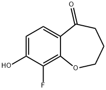 9-Fluoro-8-hydroxy-3,4-dihydrobenzo[b]oxepin-5(2H)-one Struktur