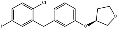 Furan, 3-[3-[(2-chloro-5-iodophenyl)methyl]phenoxy]tetrahydro-, (3S)- 化学構造式