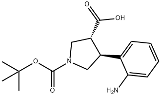 1,3-Pyrrolidinedicarboxylic acid, 4-(2-aminophenyl)-, 1-(1,1-dimethylethyl) ester Structure