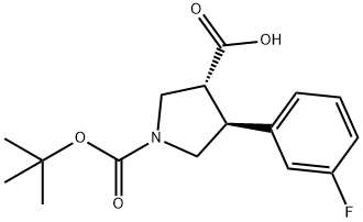 1,3-Pyrrolidinedicarboxylic acid, 4-(3-fluorophenyl)-, 1-(1,1-dimethylethyl) ester,2227704-95-0,结构式