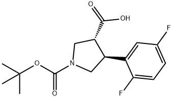 trans-1-(tert-butoxycarbonyl)-4-(2，5-difluorophenyl)pyrrolidine-3-carboxylic acid 结构式