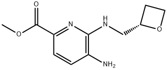 2-Pyridinecarboxylic acid, 5-amino-6-[[(2S)-2-oxetanylmethyl]amino]-, methyl ester 化学構造式