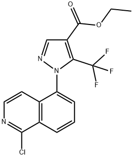 1H-Pyrazole-4-carboxylic acid, 1-(1-chloro-5-isoquinolinyl)-5-(trifluoromethyl)-, ethyl ester|1H-PYRAZOLE-4-CARBOXYLIC ACID, 1-(1-CHLORO-5-ISOQUINOLINYL)-5-(TRIFLUOROMETHYL)-, ETHYL ESTER