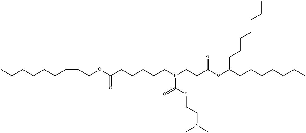 Hexanoic acid, 6-[[[[2-(dimethylamino)ethyl]thio]carbonyl][3-[(1-heptyloctyl)oxy]-3-oxopropyl]amino]-, (2Z)-2-nonen-1-yl ester Structure