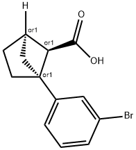 rac-(1R,4R,5R)-1-(3-bromophenyl)bicyclo[2.1.1]hexane-5-carboxylic acid 化学構造式