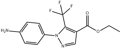 1H-Pyrazole-4-carboxylic acid, 1-(4-aminophenyl)-5-(trifluoromethyl)-, ethyl ester, 223500-15-0, 结构式