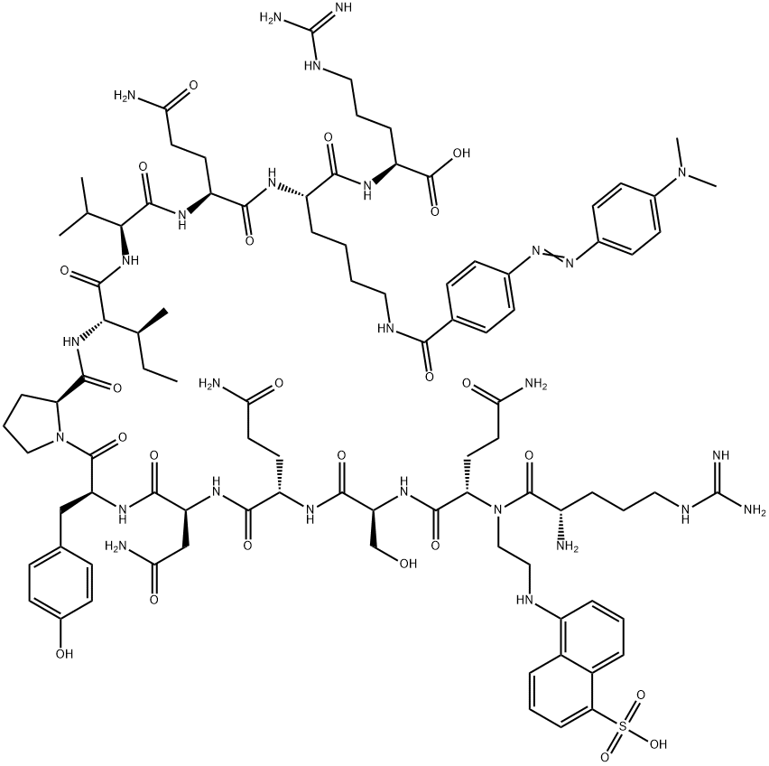 223769-59-3 L-Arginine, L-arginyl-N-[2-[(5-sulfo-1-naphthalenyl)amino]ethyl]-L-glutaminyl-L-seryl-L-glutaminyl-L-asparaginyl-L-tyrosyl-L-prolyl-L-isoleucyl-L-valyl-L-glutaminyl-N6-[4-[2-[4-(dimethylamino)phenyl]diazenyl]benzoyl]-L-lysyl-