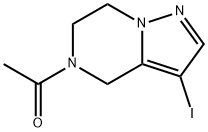 1-(3-Iodo-6,7-dihydropyrazolo[1,5-a]pyrazin-5(4H)-yl)ethan-1-one 化学構造式