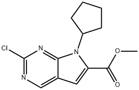 7H-Pyrrolo[2,3-d]pyrimidine-6-carboxylic acid, 2-chloro-7-cyclopentyl-, methyl ester Struktur