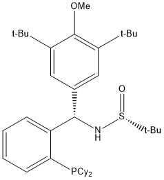 S(R)]-N-[(S)-[3,5-Bis(1,1-dimethylethyl)-4 methoxyphenyl][2-(dicyclohexylphosphino)phenyl]methyl]-2-methyl-2-propanesulfinamide Struktur