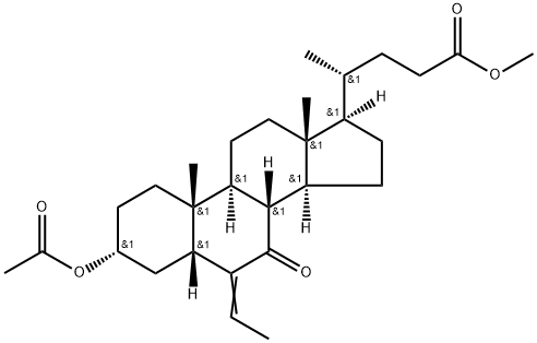 Obeticholic Acid Impurity 18  Cholan-24-oic acid, 3-(acetyloxy)-6-ethylidene-7-oxo-, methyl ester, (3α,5β)-, 2241648-47-3, 结构式