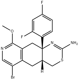 (4AR,10AS)-6-溴-10Α-(2,4-二氟苯基)-9-甲氧基-4A,5,10,10A-四氢-4H- [1,3]噻嗪并[5,4-G]异喹啉-2-胺 结构式