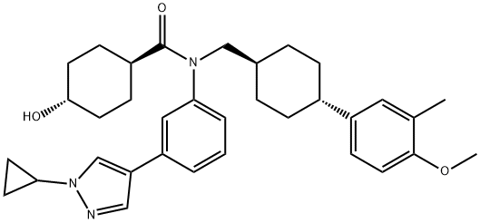 Cyclohexanecarboxamide, N-[3-(1-cyclopropyl-1H-pyrazol-4-yl)phenyl]-4-hydroxy-N-[[trans-4-(4-methoxy-3-methylphenyl)cyclohexyl]methyl]-, trans- Structure