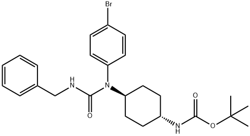 CARBAMIC ACID, N-[TRANS-4-[(4-BROMOPHENYL)[[(PHENYLMETHYL)AMINO]CARBONYL]AMINO]CYCLOHEXYL]-, 1,1-DIMETHYLETHYL ESTER 结构式