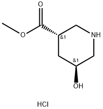 3-Piperidinecarboxylic acid, 5-hydroxy-, methyl ester, hydrochloride (1:1), (3R,5R)-rel- Structure