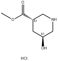 3-Piperidinecarboxylic acid, 5-hydroxy-, methyl ester, hydrochloride (1:1), (3R,5R)-rel-,2247104-00-1,结构式