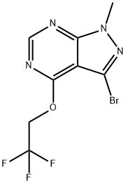 3-溴-1-甲基-4-(2,2,2-三氟乙氧基)-1H-吡唑并[3,4-D]嘧啶,2247925-82-0,结构式