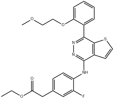 2253734-42-6 Benzeneacetic acid, 3-fluoro-4-[[7-[2-(2-methoxyethoxy)phenyl]thieno[2,3-d]pyridazin-4-yl]amino]-, ethyl ester