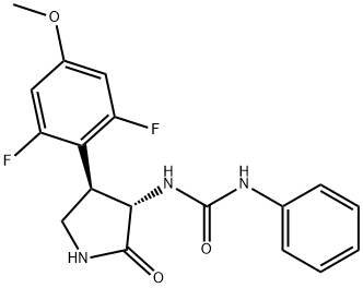 Urea, N-[(3S,4R)-4-(2,6-difluoro-4-methoxyphenyl)-2-oxo-3-pyrrolidinyl]-N'-phenyl- 化学構造式