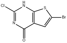 Thieno[2,3-d]pyrimidin-4(1H)-one, 6-bromo-2-chloro- 化学構造式