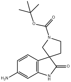 Spiro[3H-indole-3,3'-pyrrolidine]-1'-carboxylic acid, 6-amino-1,2-dihydro-2-oxo-, 1,1-dimethylethyl ester Structure