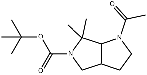 tert-Butyl 1-acetyl-6,6-dimethylhexahydropyrrolo[3,4-b]pyrrole-5(1H)-carboxylate Struktur