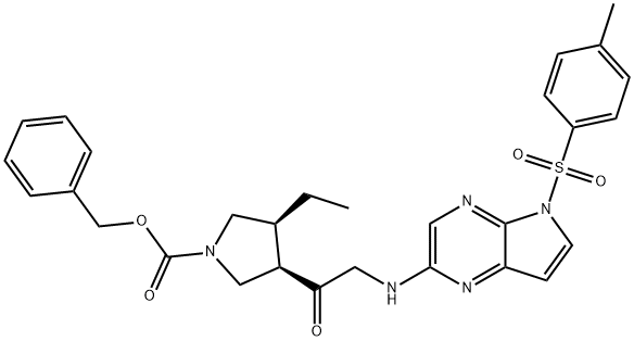 1-Pyrrolidinecarboxylic acid, 3-ethyl-4-[2-[[5-[(4-methylphenyl)sulfonyl]-5H-pyrrolo[2,3-b]pyrazin-2-yl]amino]acetyl]-, phenylmethyl ester, (3S,4R)-|乌帕替尼杂质50