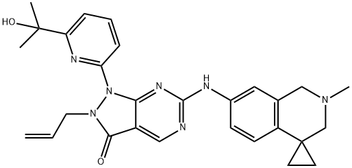 3H-Pyrazolo[3,4-d]pyrimidin-3-one, 6-[(2',3'-dihydro-2'-methylspiro[cyclopropane-1,4'(1'H)-isoquinolin]-7'-yl)amino]-1,2-dihydro-1-[6-(1-hydroxy-1-methylethyl)-2-pyridinyl]-2-(2-propen-1-yl)-|JUN76288