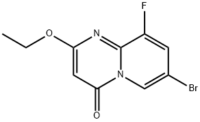 7-Bromo-2-ethoxy-9-fluoro-4H-pyrido[1,2-a]pyrimidin-4-one 化学構造式