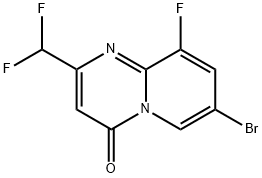7-Bromo-2-(difluoromethyl)-9-fluoro-4H-pyrido[1,2-a]pyrimidin-4-one 化学構造式