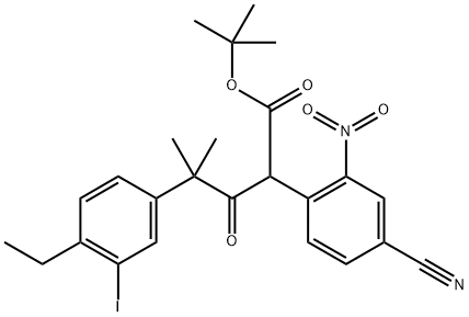 tert-butyl 2-(4-cyano-2-nitrophenyl)-4-(4-ethyl-3-iodophenyl)-4-methyl-3-oxopentanoate Structure