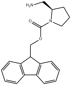 1-Pyrrolidinecarboxylic acid, 2-(aminomethyl)-, 9H-fluoren-9-ylmethyl ester, (2R 化学構造式