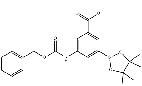 3-(((苄氧基)羰基)氨基)-5-(4,4,5,5-四甲基-1,3,2-二氧杂硼杂环戊烷-2-基)苯甲酸甲酯, 2296676-80-5, 结构式