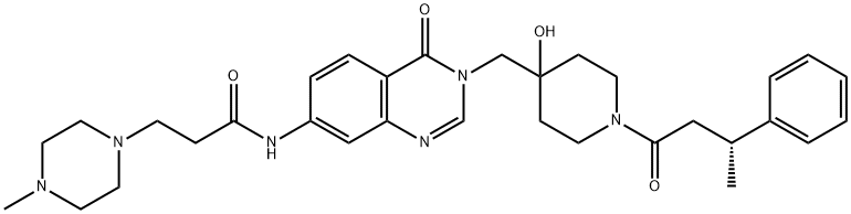 1-Piperazinepropanamide, N-[3,4-dihydro-3-[[4-hydroxy-1-[(3R)-1-oxo-3-phenylbutyl]-4-piperidinyl]methyl]-4-oxo-7-quinazolinyl]-4-methyl- Structure