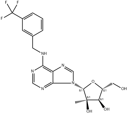 N6-(3-Trifluoromethylbenzyl)-2'-C-methyl adenosine,2305415-78-3,结构式
